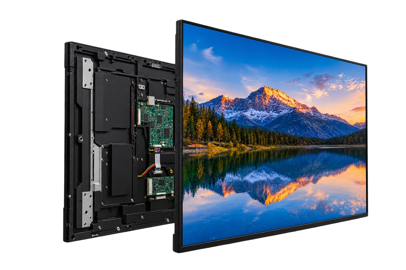 تصليح شاشات LED في الرياض — لوحات الإضاءة الخلفية والبورد الداخلي للشاشة | LED screen repair in Riyadh — backlight strips and internal boards of an LED panel